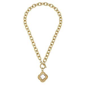 Susan Shaw Mother of Pearl Clover Toggle Necklace